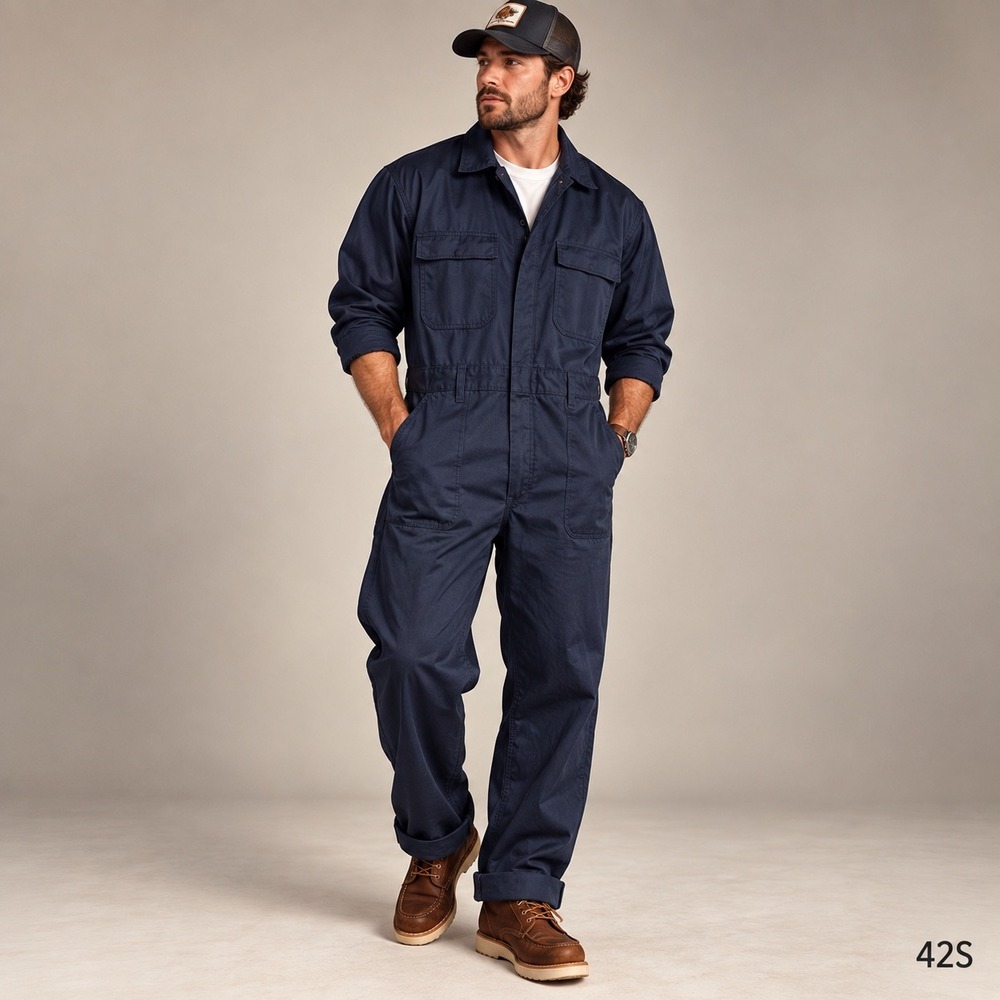 UNICOR US Military Utility Coveralls Navy Blue Mens 42S Workwear Jumpsuit 42S